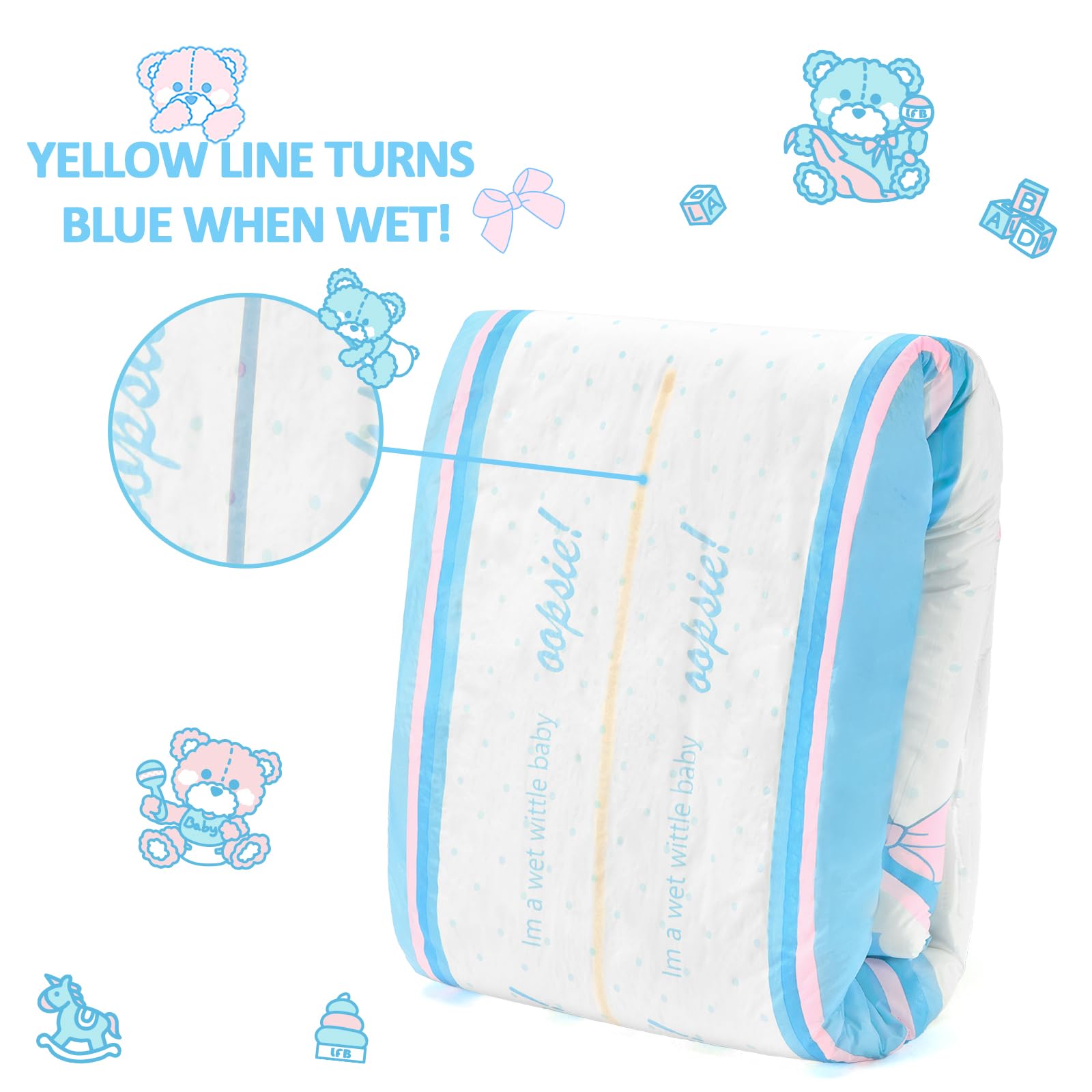 Littleforbig Adult Printed Diaper 10 Pieces - Potty Pants (Medium 28"-38") - Image 3