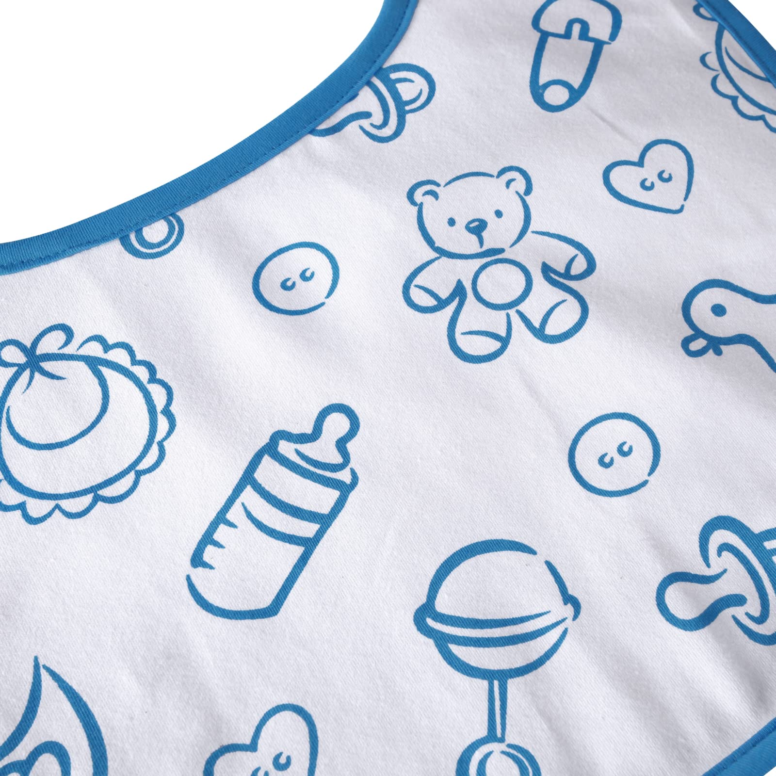 Littleforbig Cotton Waterproof Adult Babydoll Bib with Adjustable Hook-and-Loop Fastener Closure Printed 2 Packs - Nursery Blue and Pink Adult Bibs - Image 6
