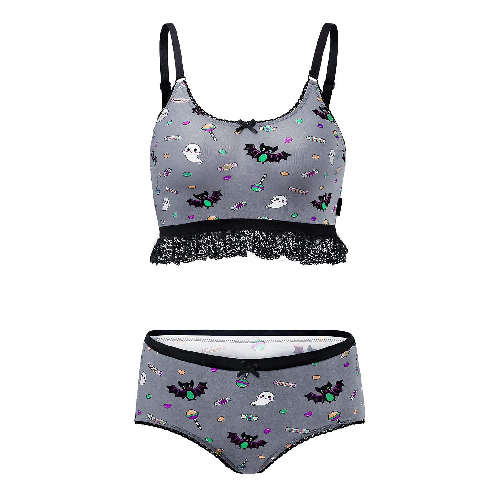 Littleforbig Lacy Trim Women Nightwear Strap Sleepwear Cami Top Shorts Lingerie bralette loungewear Set - Sugar Bat - Image 5