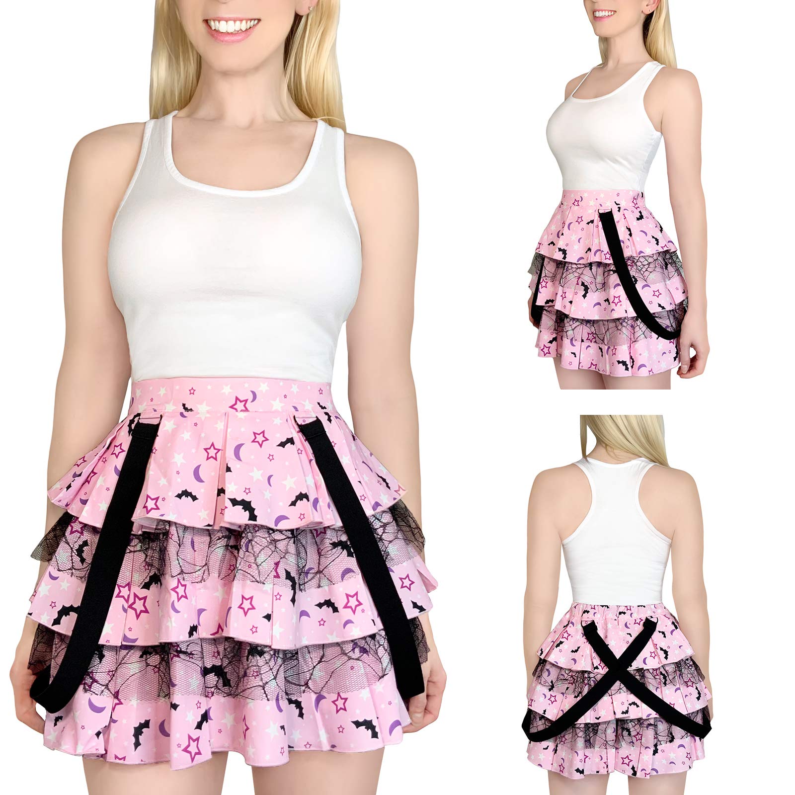 Littleforbig Pleated Overall Ruffle Tiered Skirt Romper - Goth Princess Jumper Skirt - Image 4