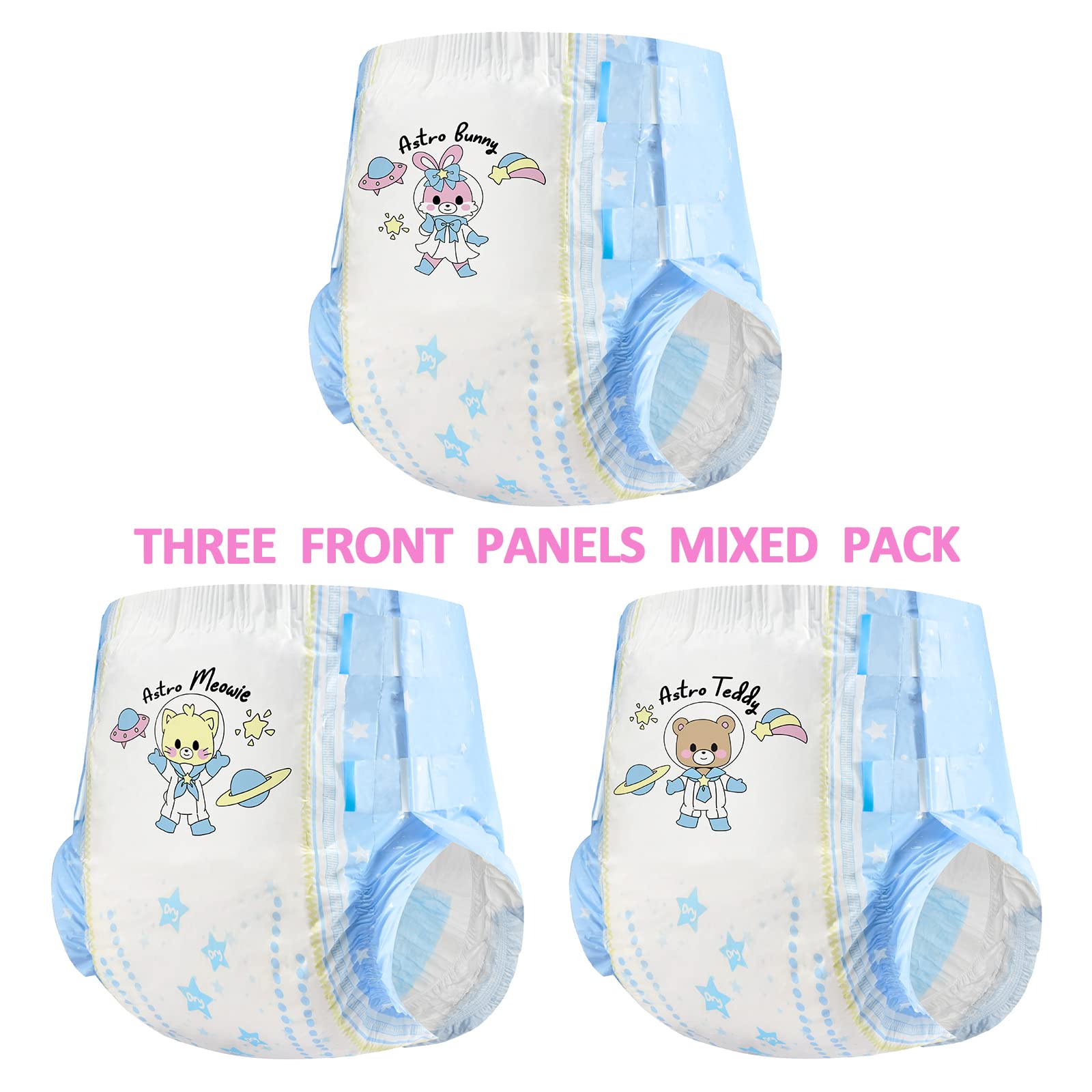 Littleforbig Printed Adult Brief Diapers 40 Pieces (4 Packs) - Astro Babies(M) - Image 3