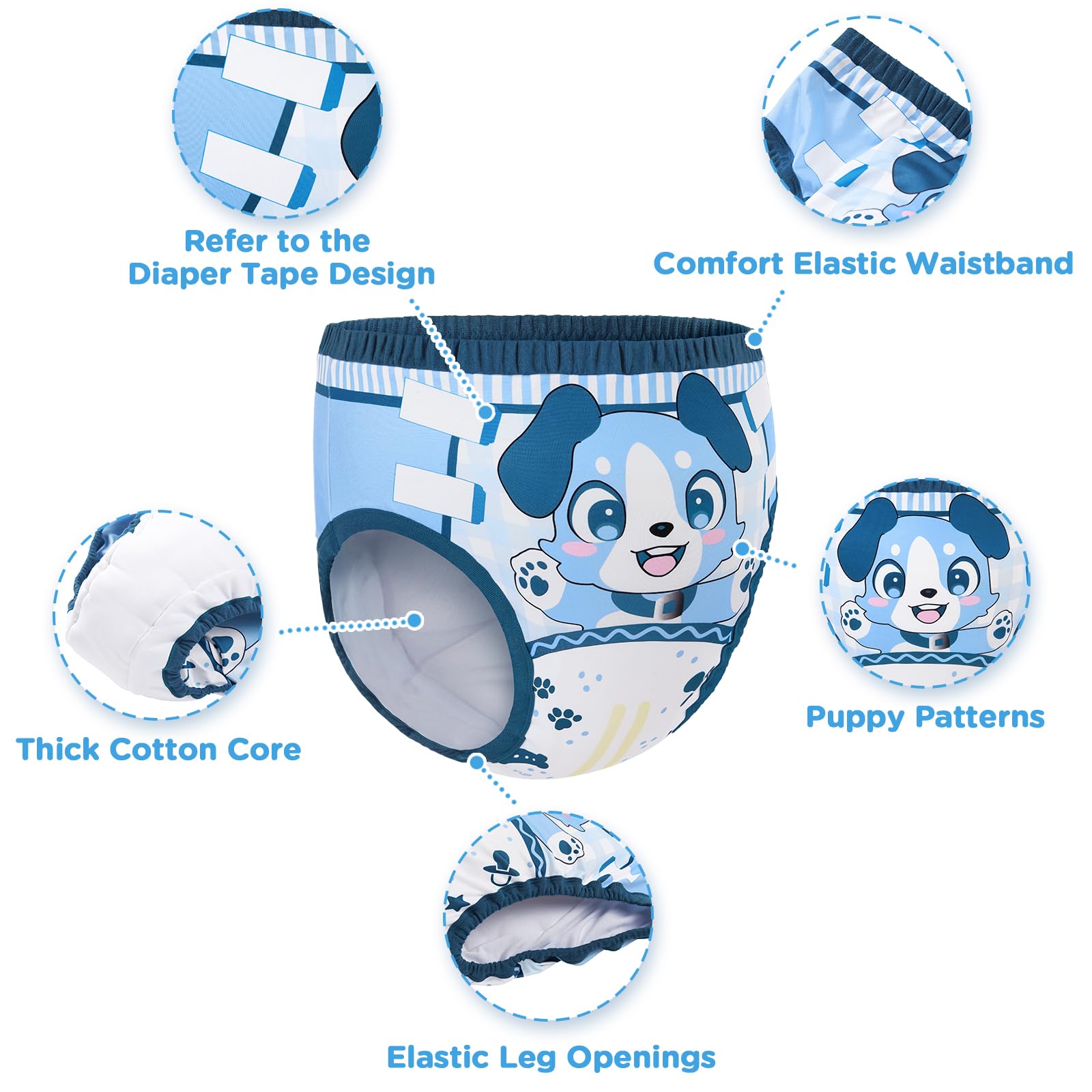 Littleforbig Soft Silky Underwear Comfortable Washable Reusable Adult Training Pants - Little Blue - Image 3