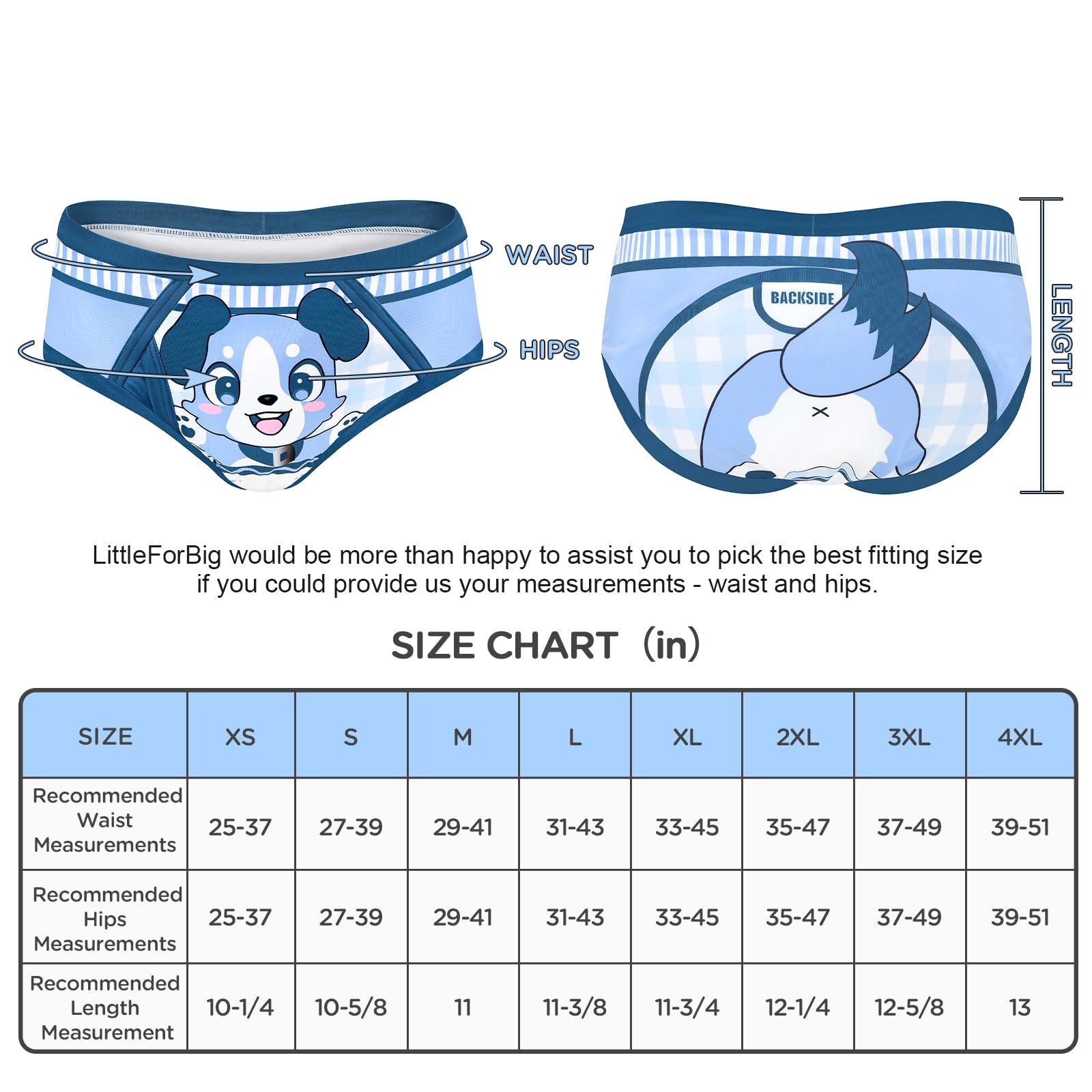 Littleforbig Soft Silky Underwear Comfortable Washable Reusable Waterproof Adult Briefs Training Pants - Little Blue M - Image 5