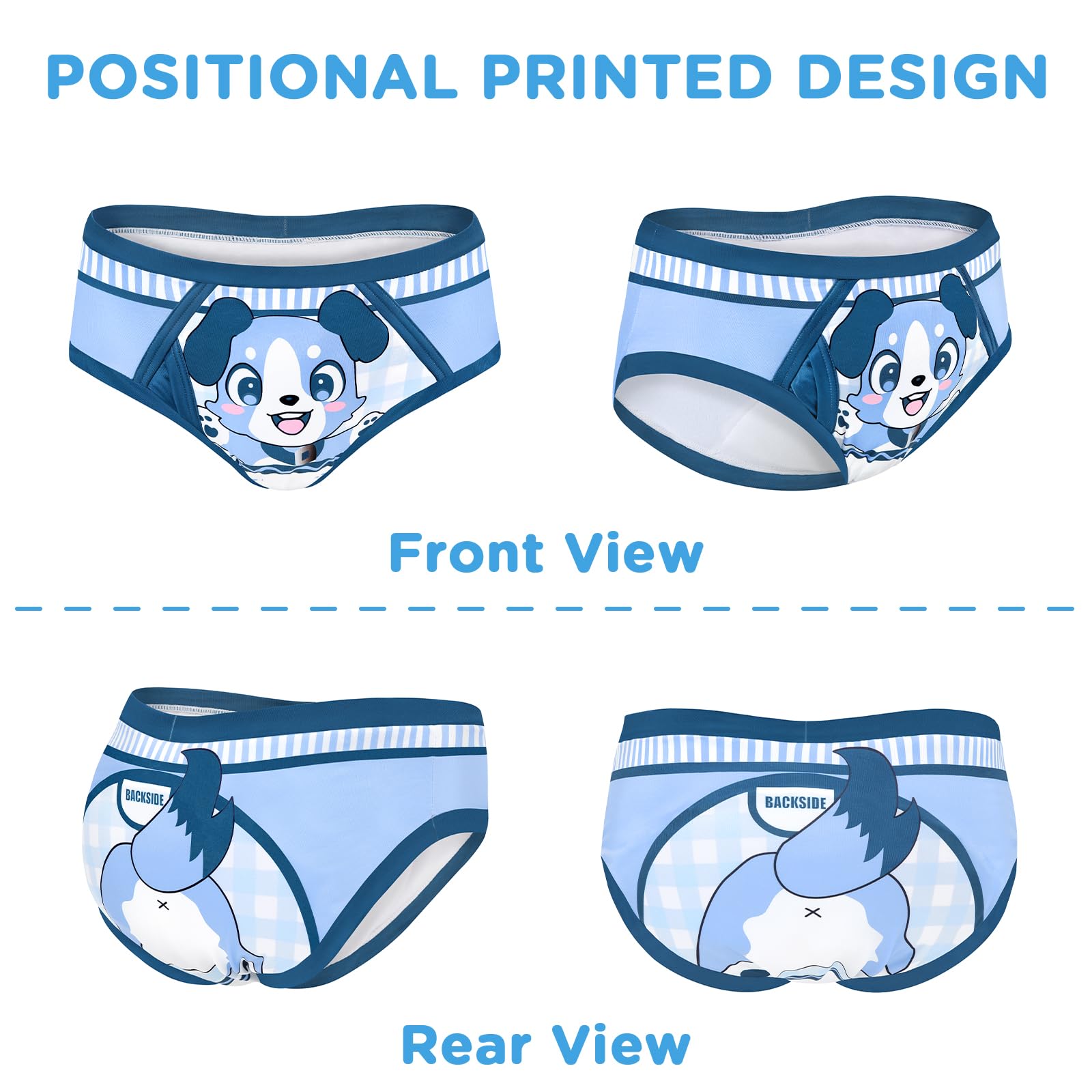 Littleforbig Soft Silky Underwear Comfortable Washable Reusable Waterproof Adult Briefs Training Pants - Little Blue M - Image 7