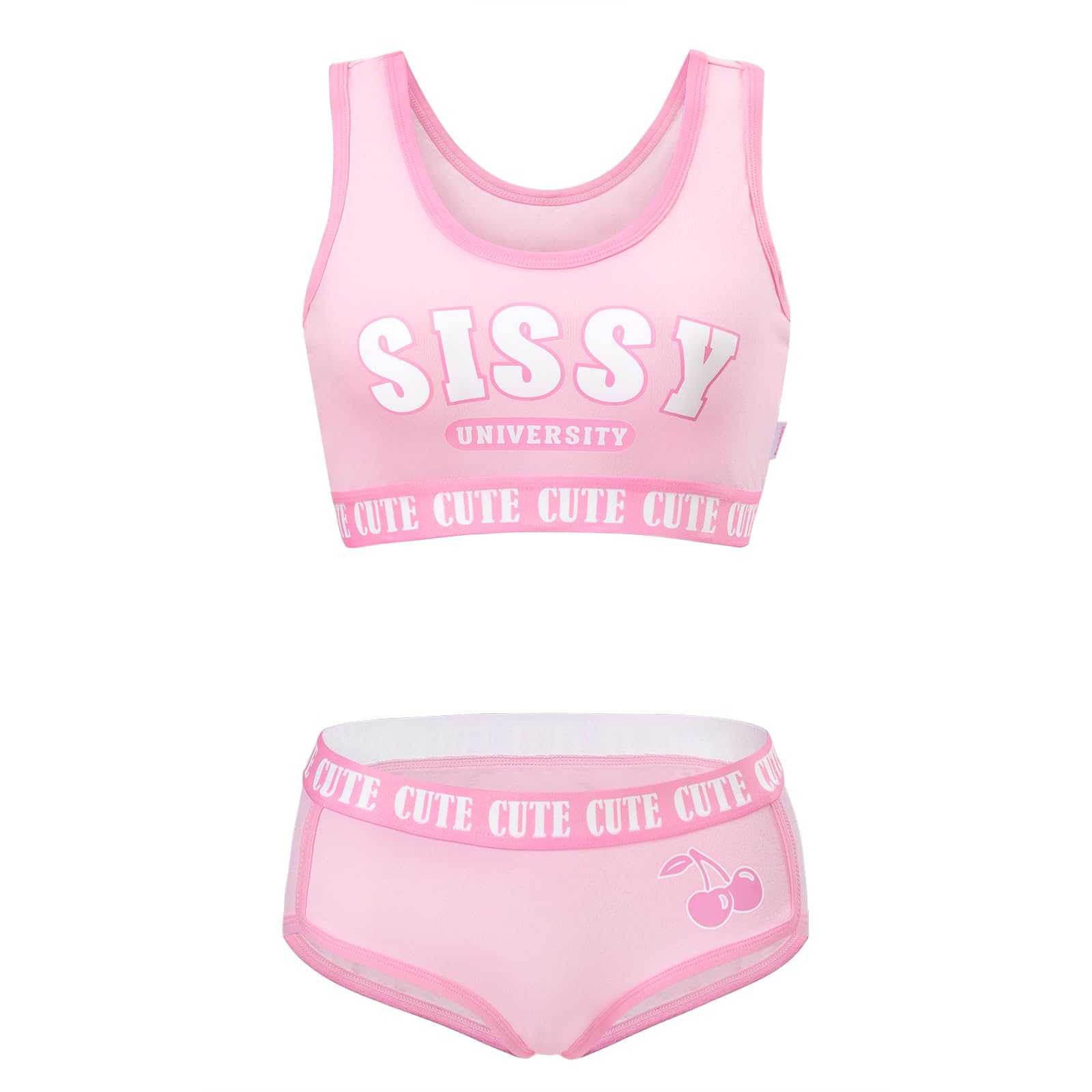 Littleforbig Unisex Cotton Camisole and Panties Sports Loungewear Sissy University Bralette Set - Image 4