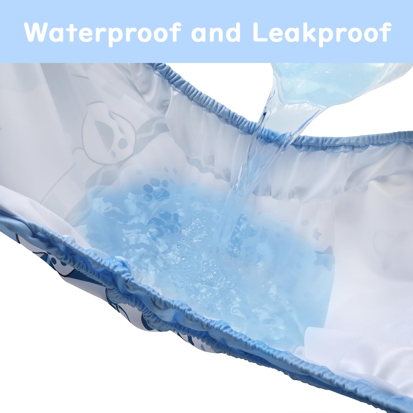 Littleforbig Washable Adjustable Reusable Waterproof Cloth Adult Diaper Wrap Cover- Little Blue M - Image 3