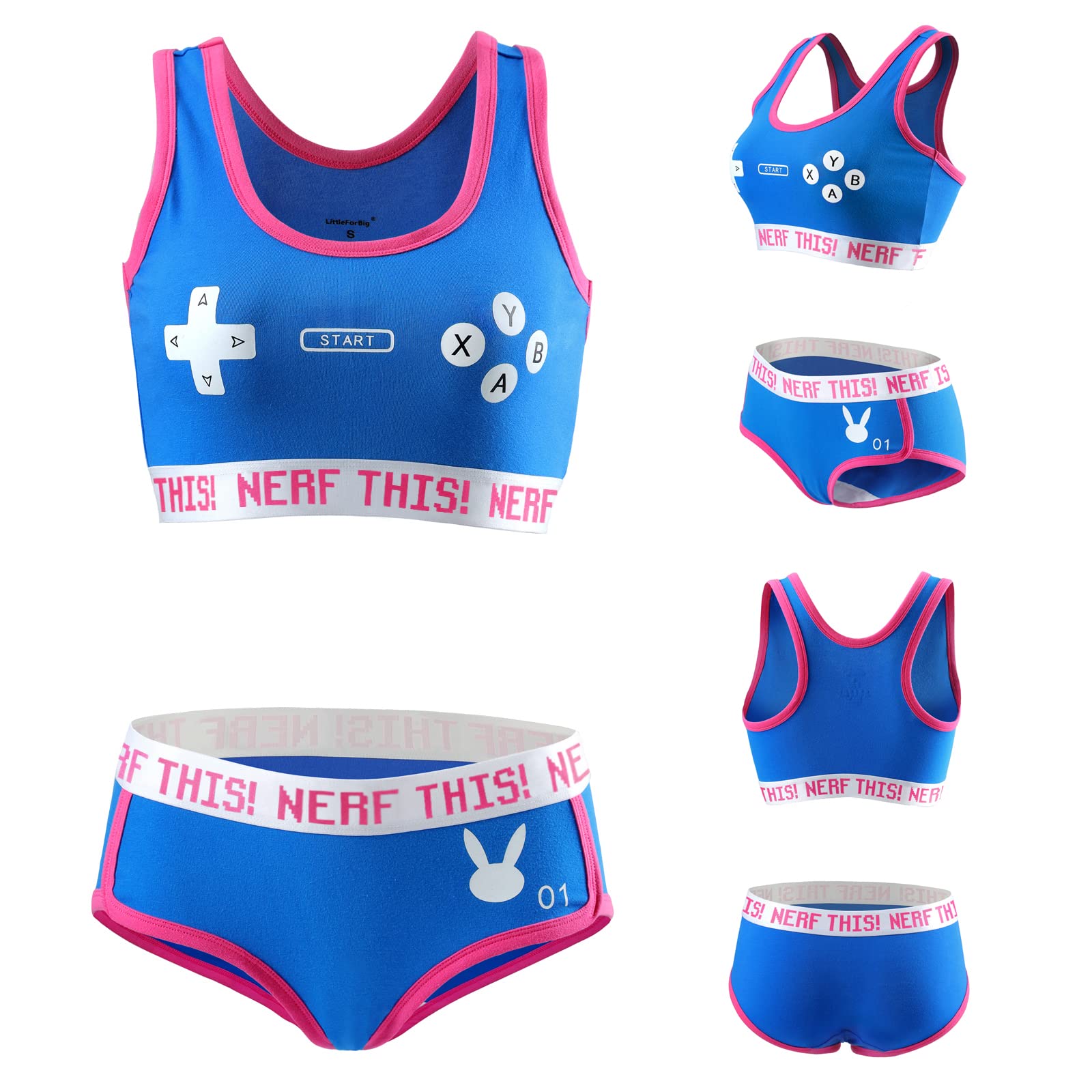 Littleforbig Women Cotton Camisole and Panties Sports Loungewear Bralette Set - Bunnywatch - Image 5