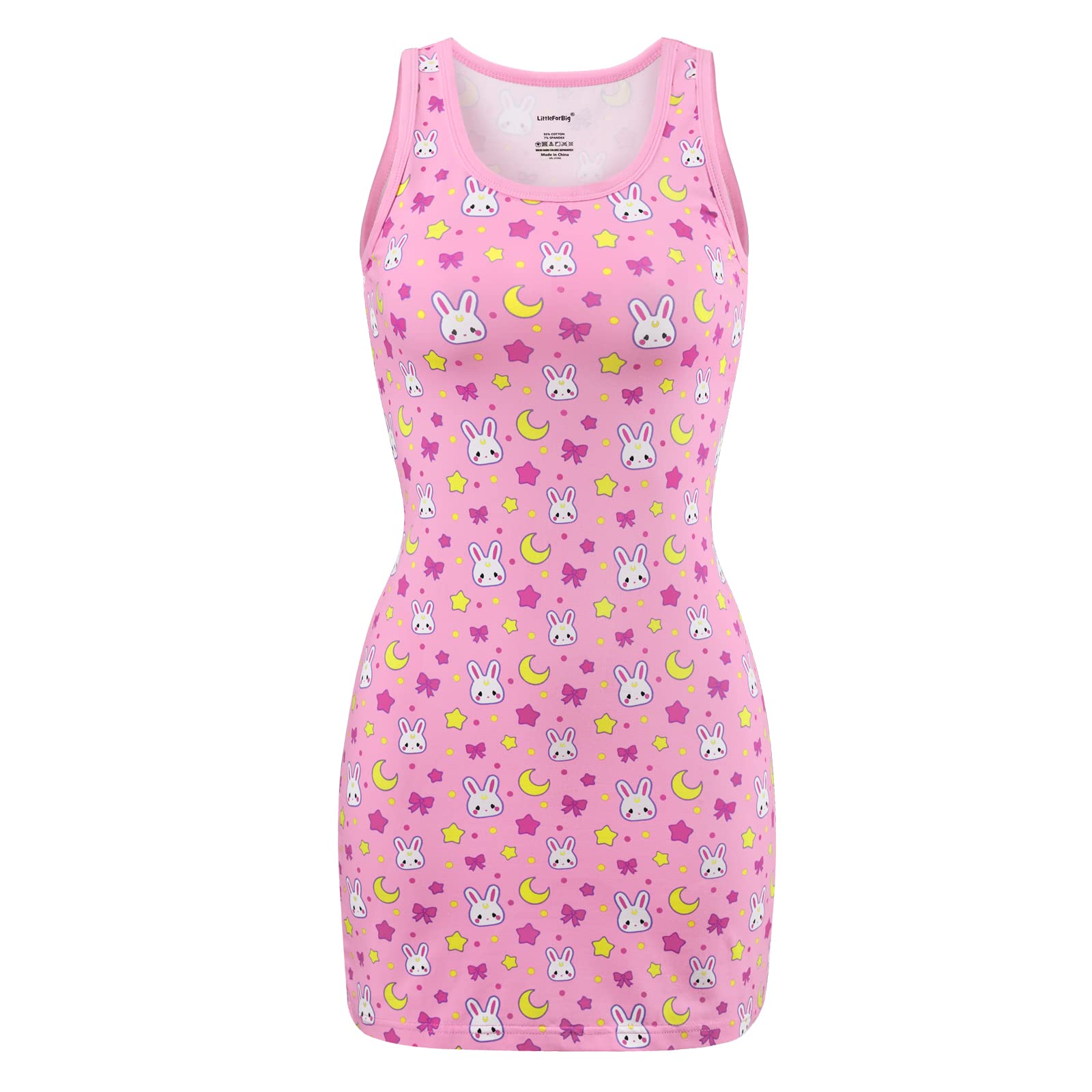 Littleforbig Women Cotton Overall Skirt Romper - Usagi Moon Bodycon Dress - Image 4
