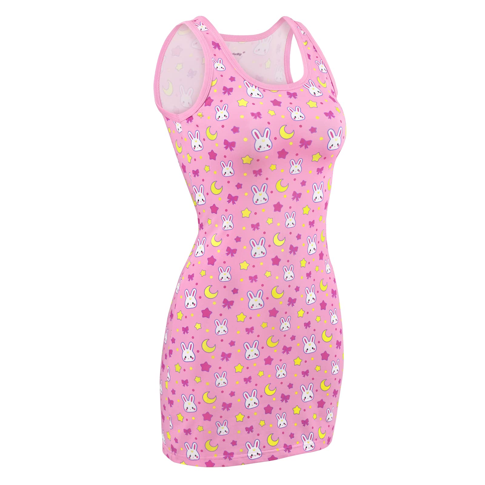 Littleforbig Women Cotton Overall Skirt Romper - Usagi Moon Bodycon Dress - Image 5