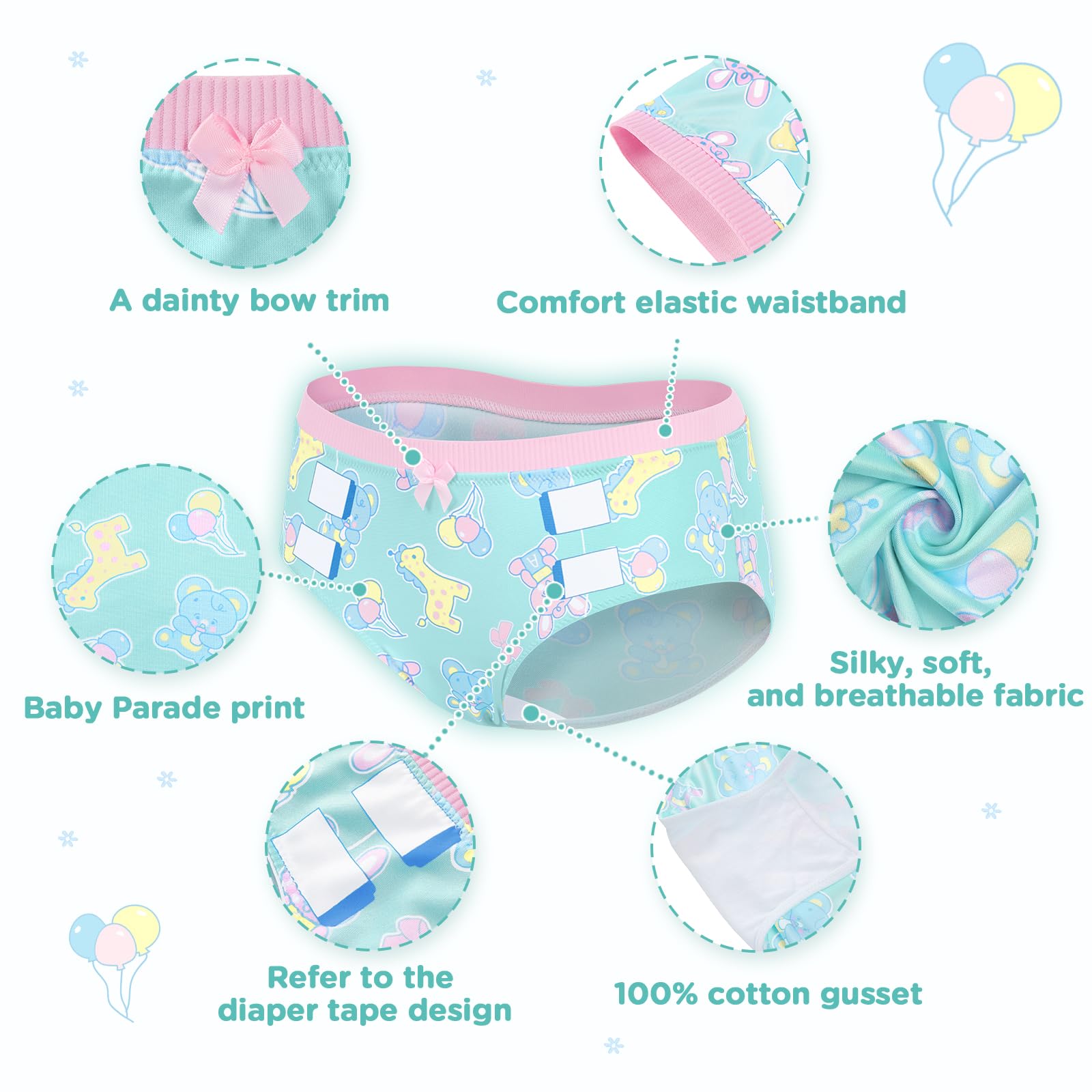 Littleforbig Women's Ladies Silky Underwear Full Print Hipster Briefs Babydoll Baby Parade 'Oopsie' Potty Panties - Image 4