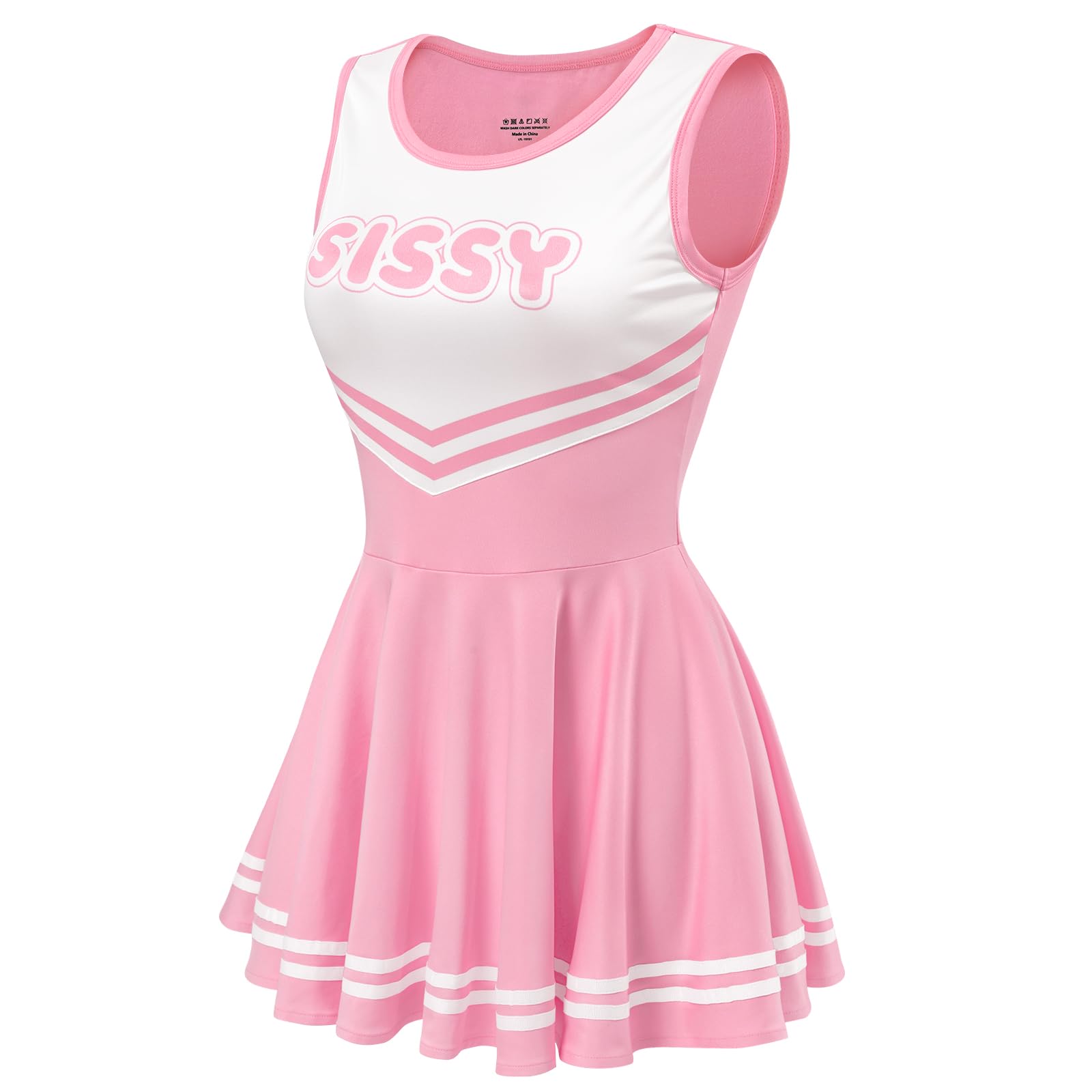 Littleforbig Women Sleeveless Overall Cheer Sissy Bodycon Mini Dress Skirt - Image 6